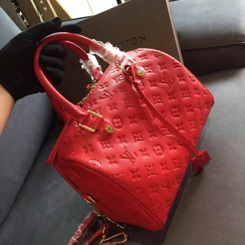 Louis Vuitton Safran Monogram Empreinte Leather Speedy Bandouliere red 